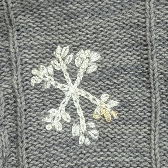 Storybook Knits Gray Snowman Snowflake Cable Knit Full Zip Cardigan Women's 1X - Picture 7 of 7